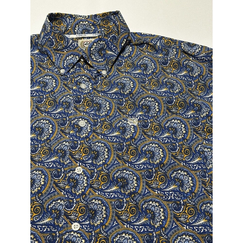 Cinch Paisley Western Shirt Button Mens Size Medium Long Sleeve Cotton Cowboy
